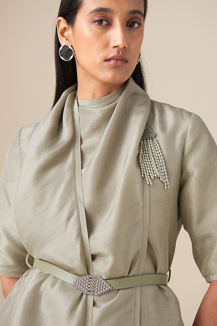 Ecru Raw Silk Tunic Set by AMPM at Pernia's Pop Up Shop