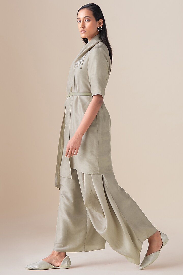 Ecru Raw Silk Tunic Set by AMPM at Pernia's Pop Up Shop