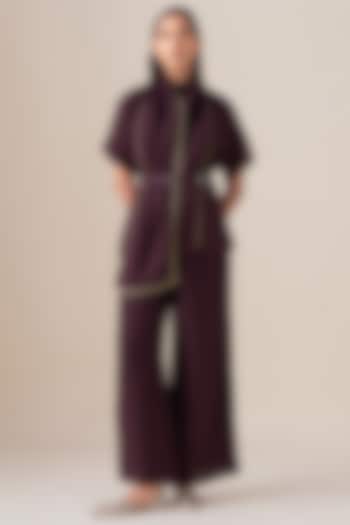 Burgundy Pure Linen Co-Ord Set by AMPM at Pernia's Pop Up Shop