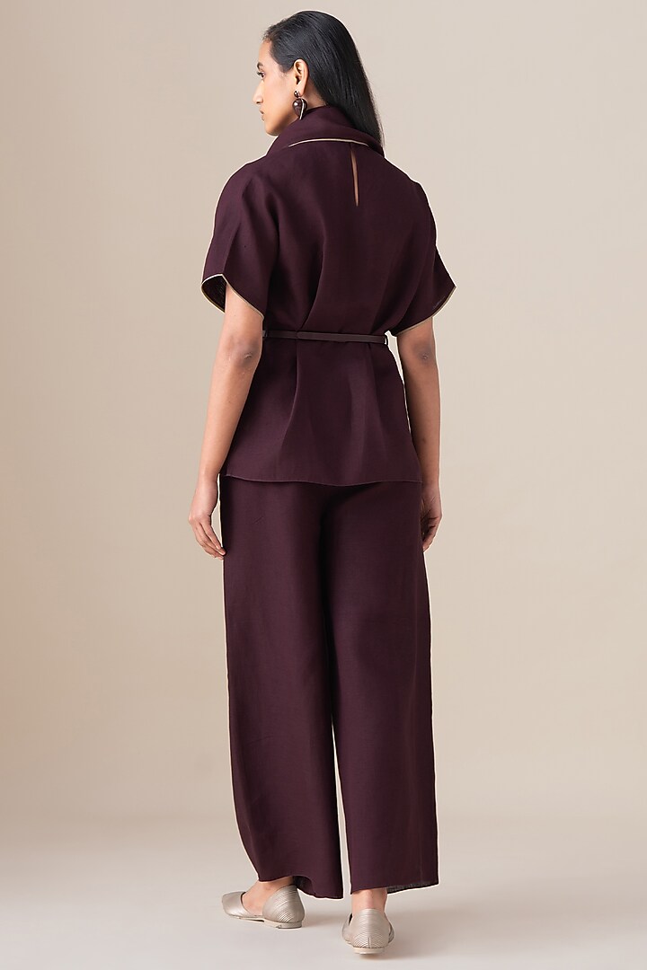 Burgundy Pure Linen Co-Ord Set by AMPM at Pernia's Pop Up Shop