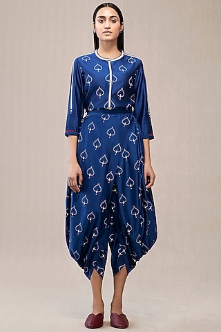 Indigo Printed Dhoti by AMPM