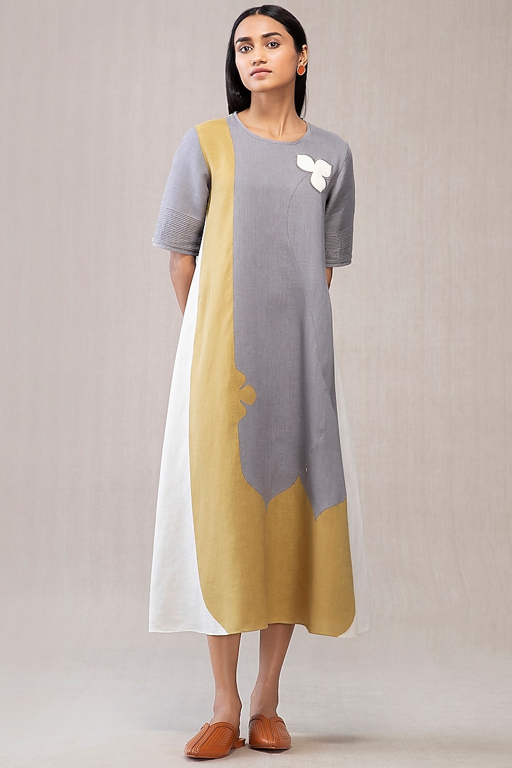 Grey Color Blocked Dress by AMPM