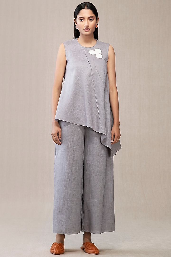 Grey Embroidered Asymmetrical Top by AMPM at Pernia's Pop Up Shop