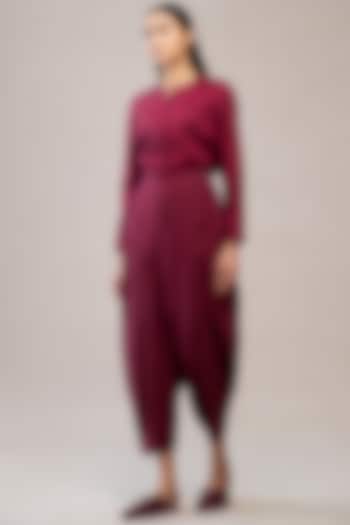 Wine Linen Jodhpuri Pants by AMPM at Pernia's Pop Up Shop