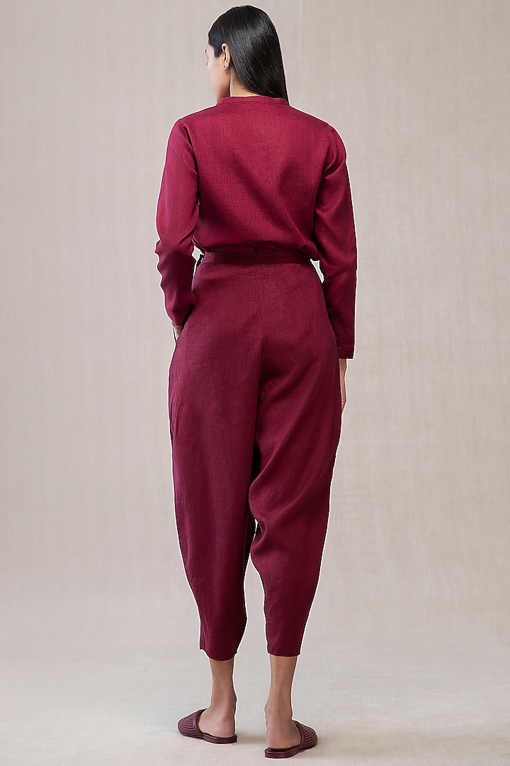Wine Linen Jodhpuri Pants by AMPM at Pernia's Pop Up Shop