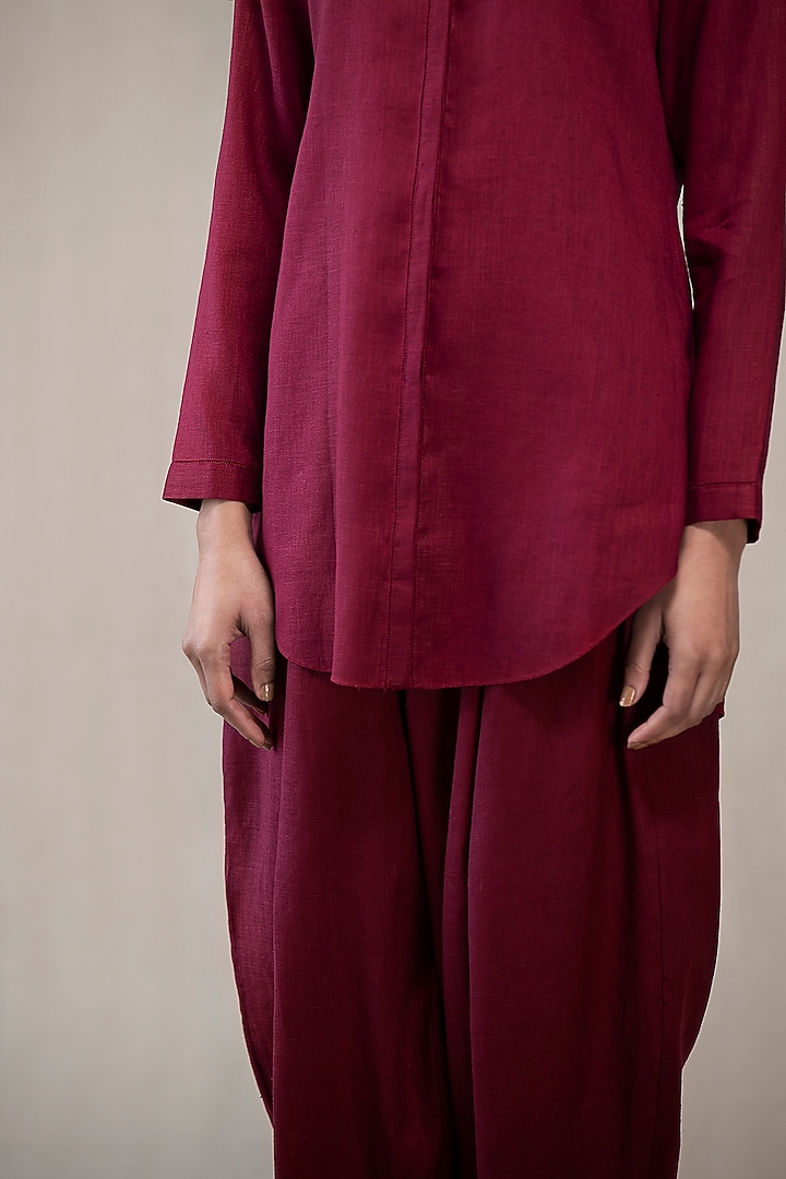Wine Linen Jodhpuri Pants by AMPM at Pernia's Pop Up Shop