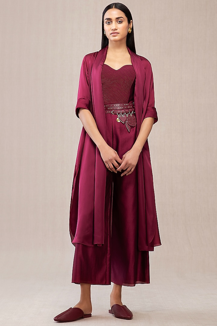 Wine Long Throw-Over Jacket With Inner Top by AMPM at Pernia's Pop Up Shop