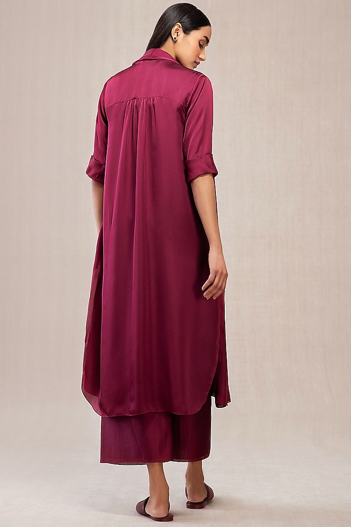Wine Long Throw-Over Jacket With Inner Top by AMPM at Pernia's Pop Up Shop
