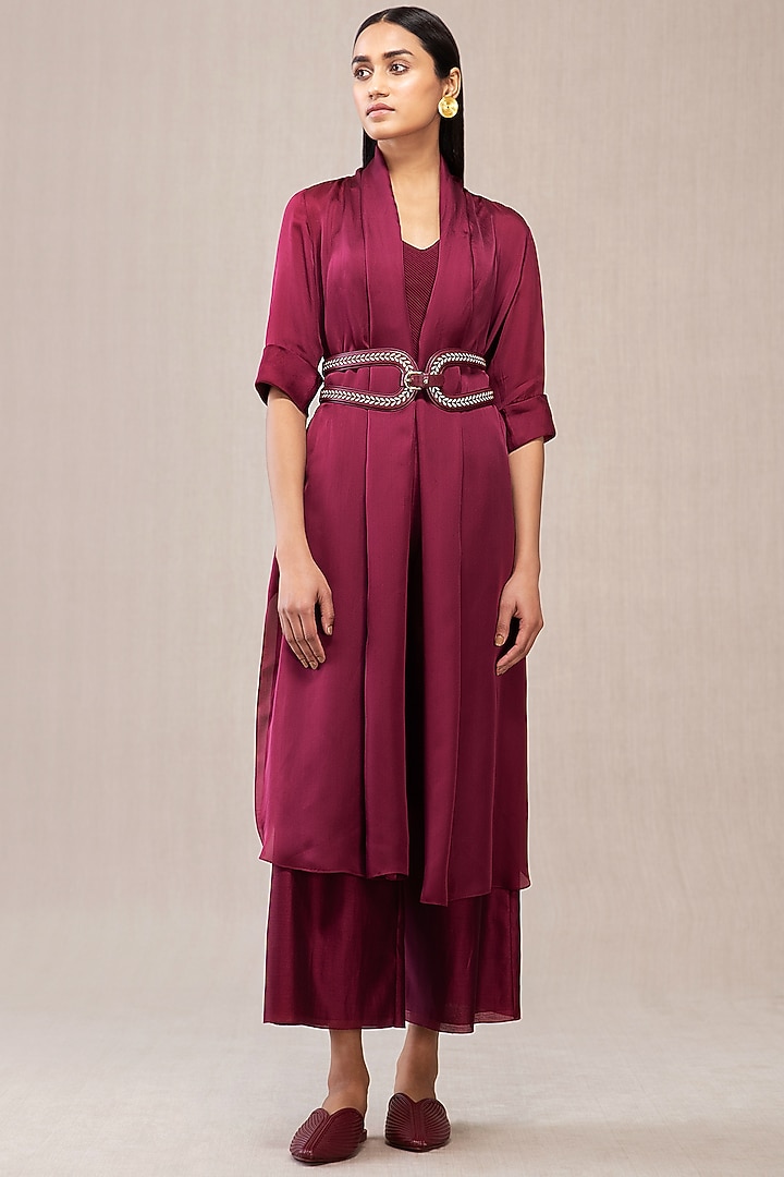 Wine Long Throw-Over Jacket With Inner Top by AMPM at Pernia's Pop Up Shop