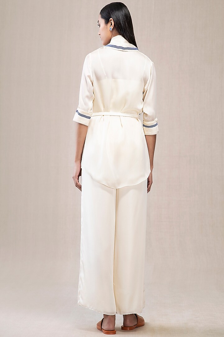 Ivory Satin Organza Jacket Set by AMPM at Pernia's Pop Up Shop