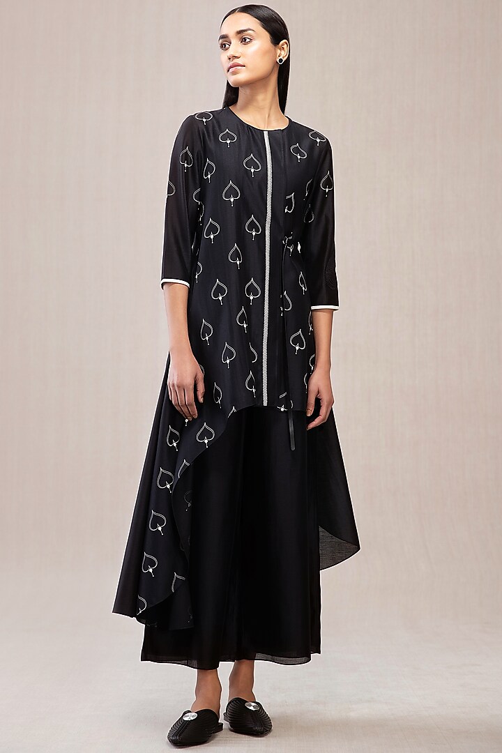 Black Printed Shirt With Inner by AMPM