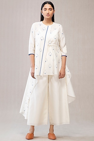 Ivory Printed Shirt With Inner by AMPM