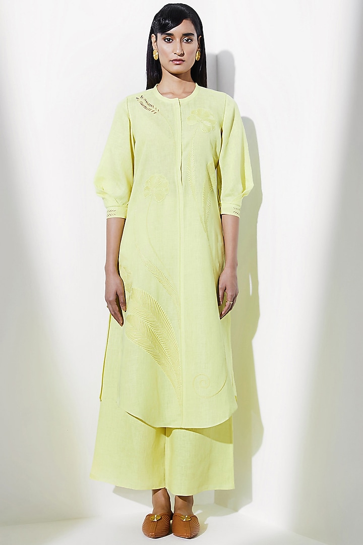 Lime Embroidered Tunic Set by AMPM
