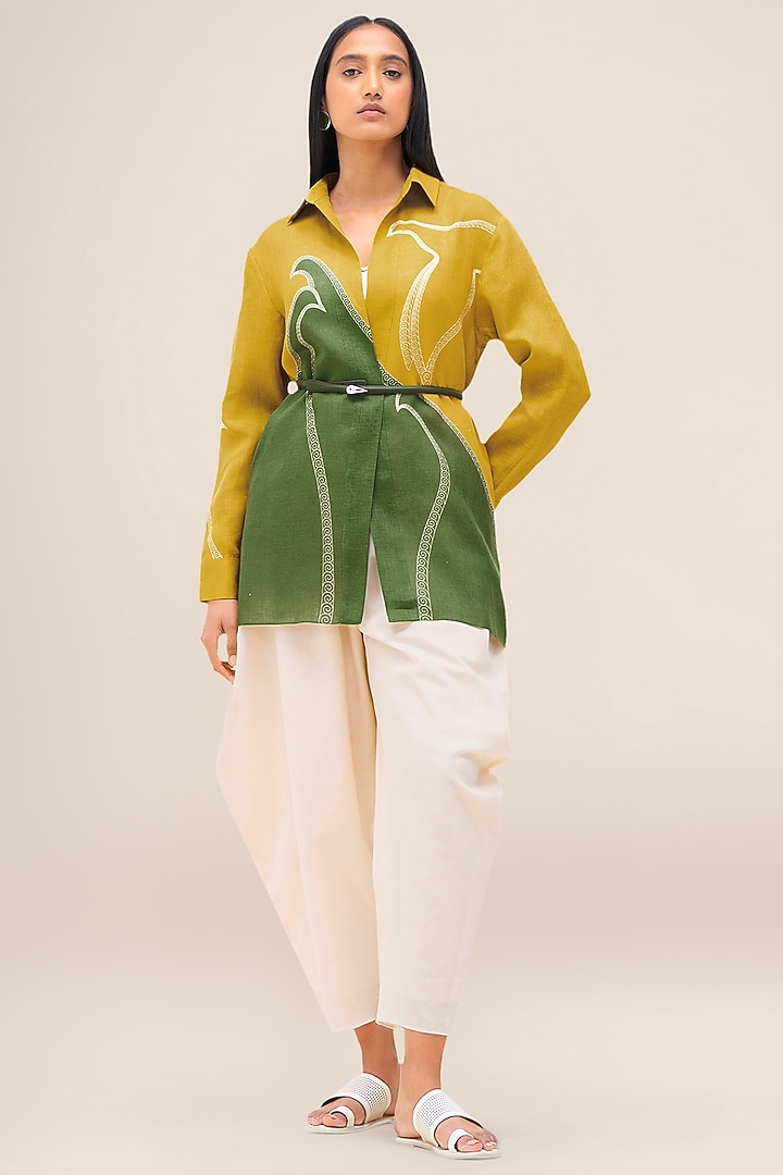 Mustard Yellow Linen Shirt by AMPM at Pernia's Pop Up Shop