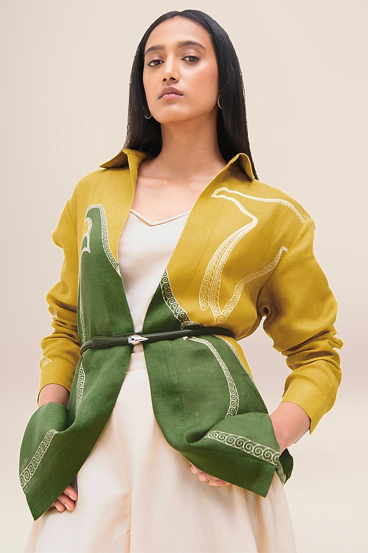 Mustard Yellow Linen Shirt by AMPM at Pernia's Pop Up Shop