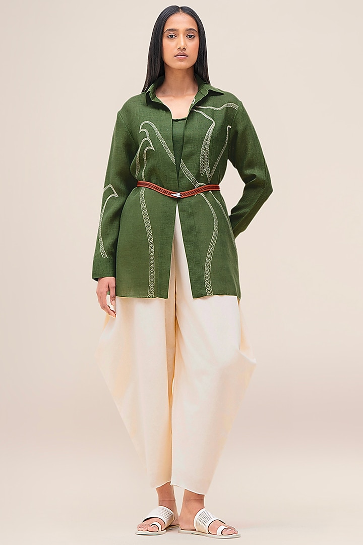 Fern Green Linen Shirt by AMPM at Pernia's Pop Up Shop