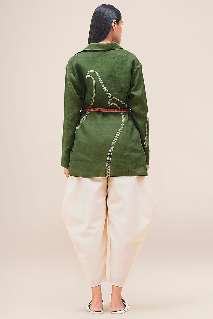 Light Butter Yellow Cotton Linen Draped Dhoti by AMPM at Pernia's Pop Up Shop