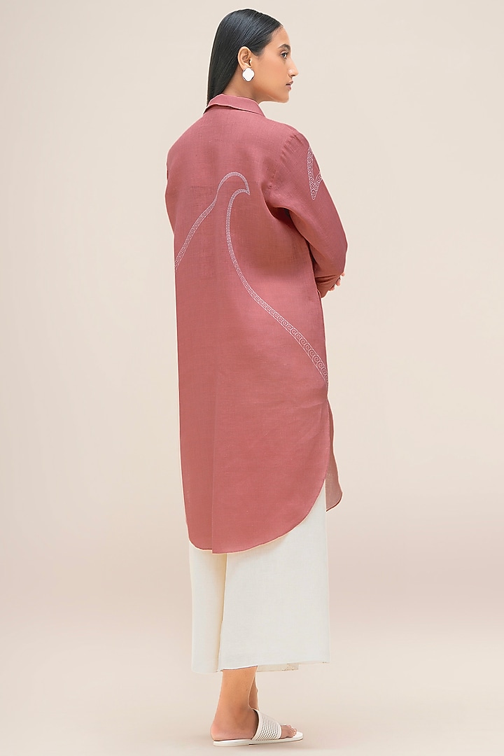 Flamingo Pink Pure Linen Tunic Set by AMPM at Pernia's Pop Up Shop