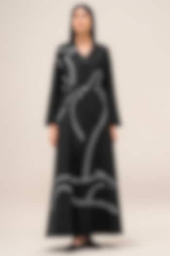 Black Cotton Linen Abaya by AMPM at Pernia's Pop Up Shop