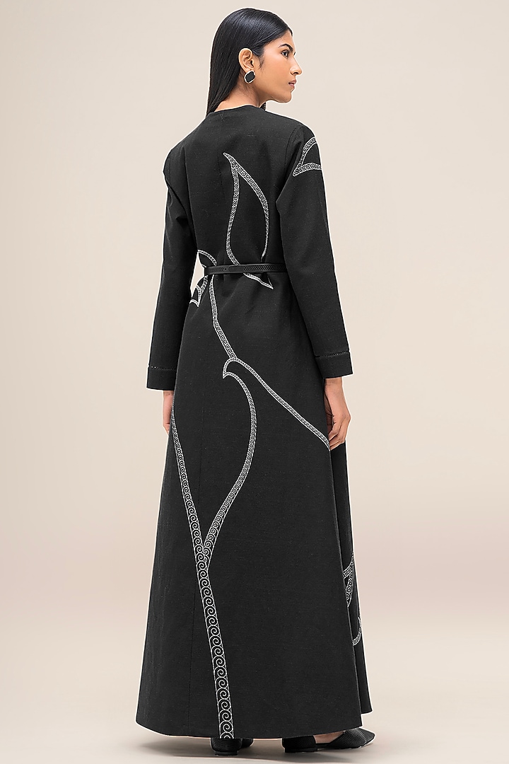 Black Cotton Linen Abaya by AMPM at Pernia's Pop Up Shop