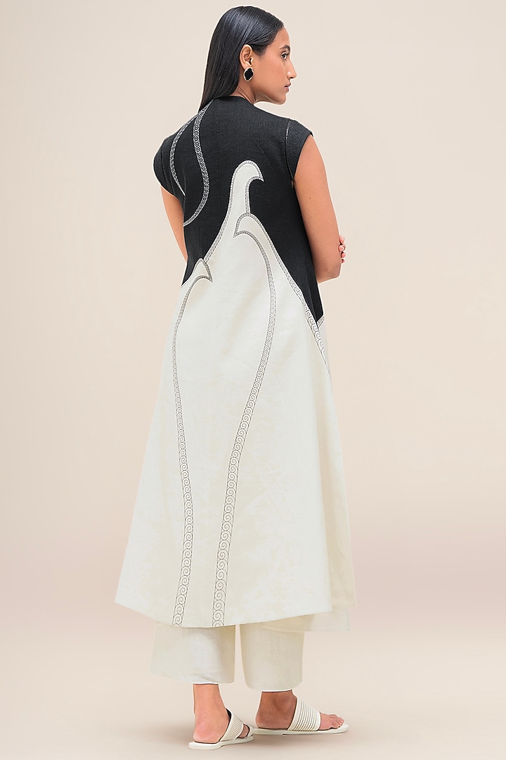 Black & Ivory Linen Jacket Set by AMPM at Pernia's Pop Up Shop