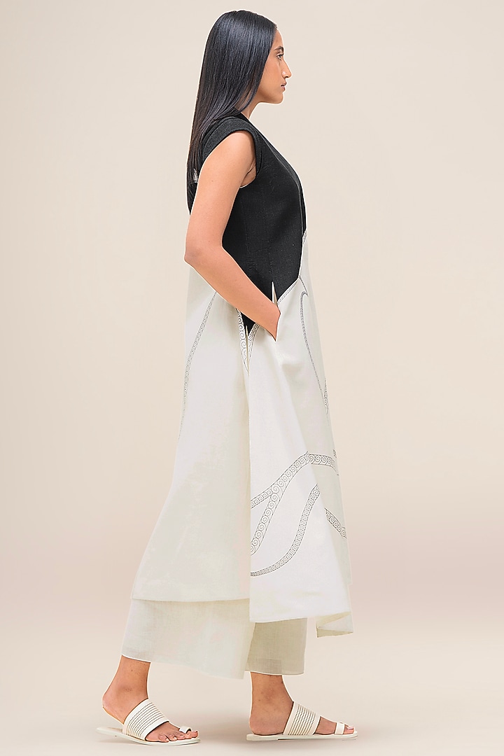 Black & Ivory Linen Jacket Set by AMPM at Pernia's Pop Up Shop