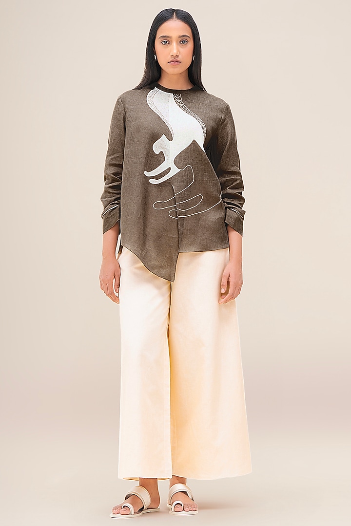 Taupe Brown Pure Linen Co-Ord Set by AMPM at Pernia's Pop Up Shop