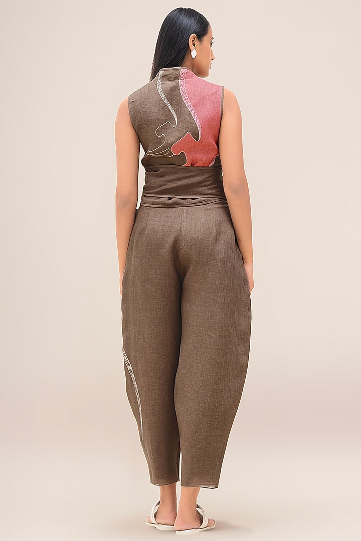 Taupe Brown Linen Co-Ord Set by AMPM at Pernia's Pop Up Shop