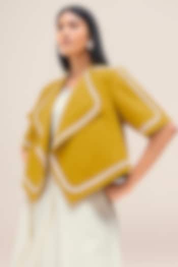 Mustard Yellow Pure Linen Jacket by AMPM at Pernia's Pop Up Shop