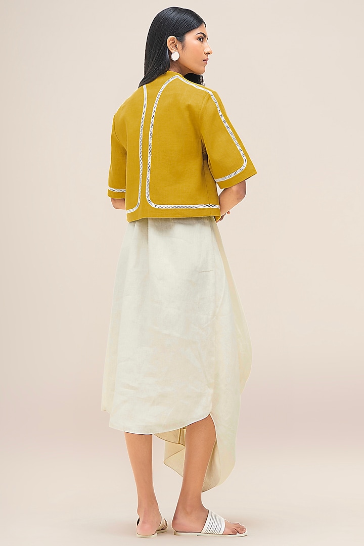 Mustard Yellow Pure Linen Jacket by AMPM at Pernia's Pop Up Shop