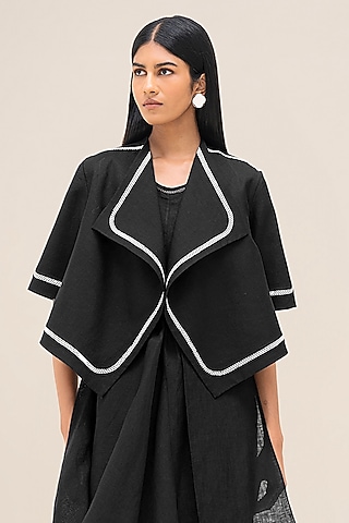 Black Pure Linen Jacket by AMPM