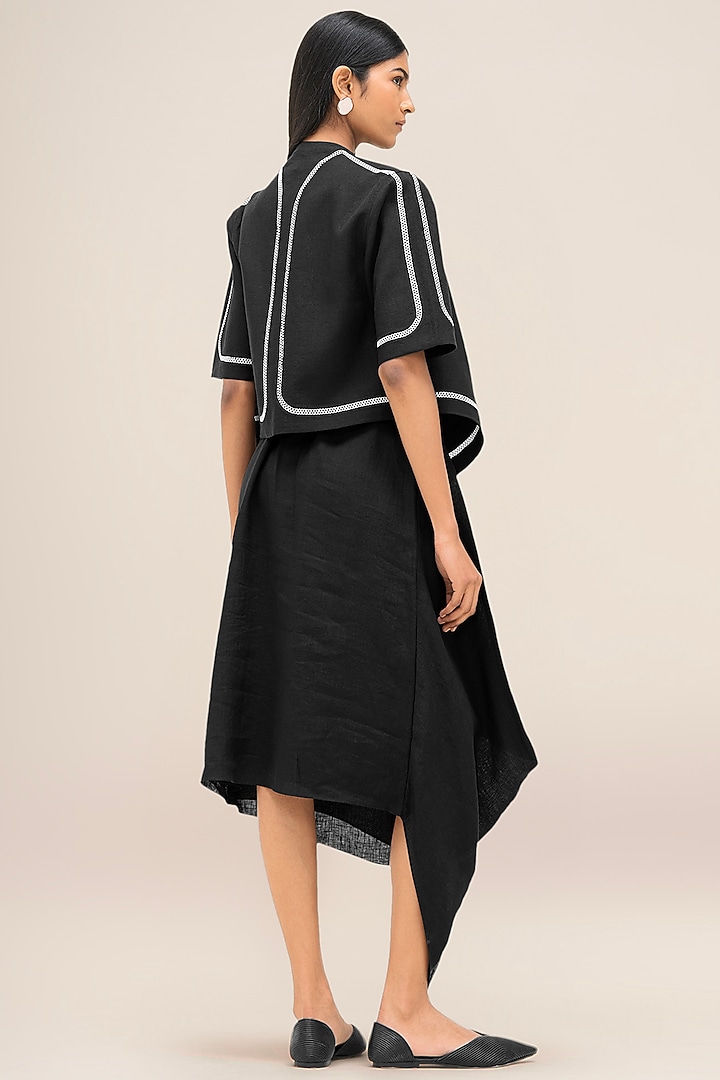 Black Pure Linen Jacket by AMPM at Pernia's Pop Up Shop
