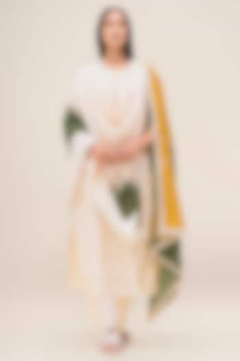 Butter Yellow Silk Chanderi Layered Kurta Set by AMPM at Pernia's Pop Up Shop