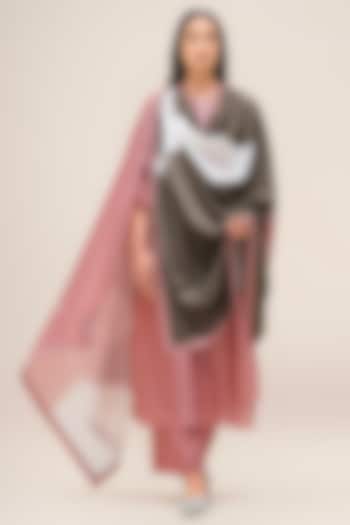 Flamingo Pink Silk Chanderi Layered Kurta Set by AMPM at Pernia's Pop Up Shop