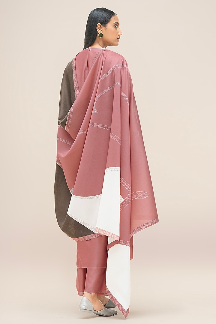 Flamingo Pink Silk Chanderi Layered Kurta Set by AMPM at Pernia's Pop Up Shop