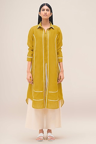 Mustard Linen Tunic Set by AMPM