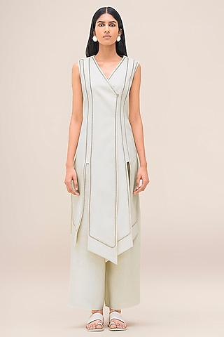Ivory Cotton & Silk Tunic Set by AMPM