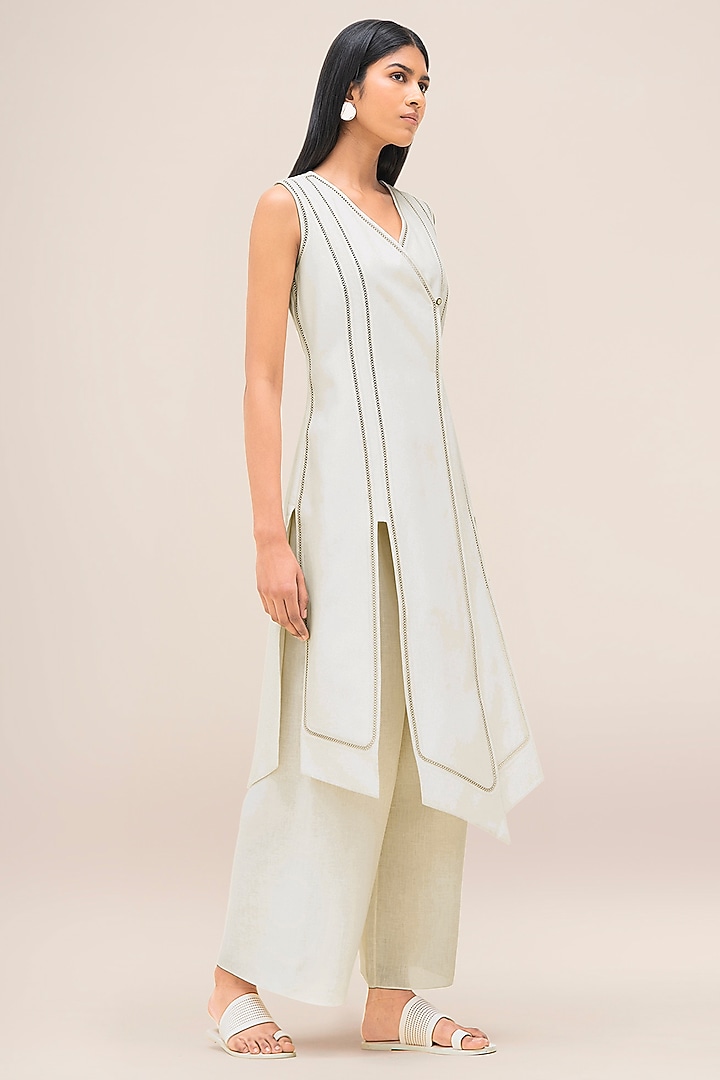Ivory Cotton & Silk Tunic Set by AMPM at Pernia's Pop Up Shop