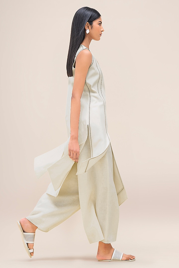Ivory Cotton & Silk Tunic Set by AMPM at Pernia's Pop Up Shop