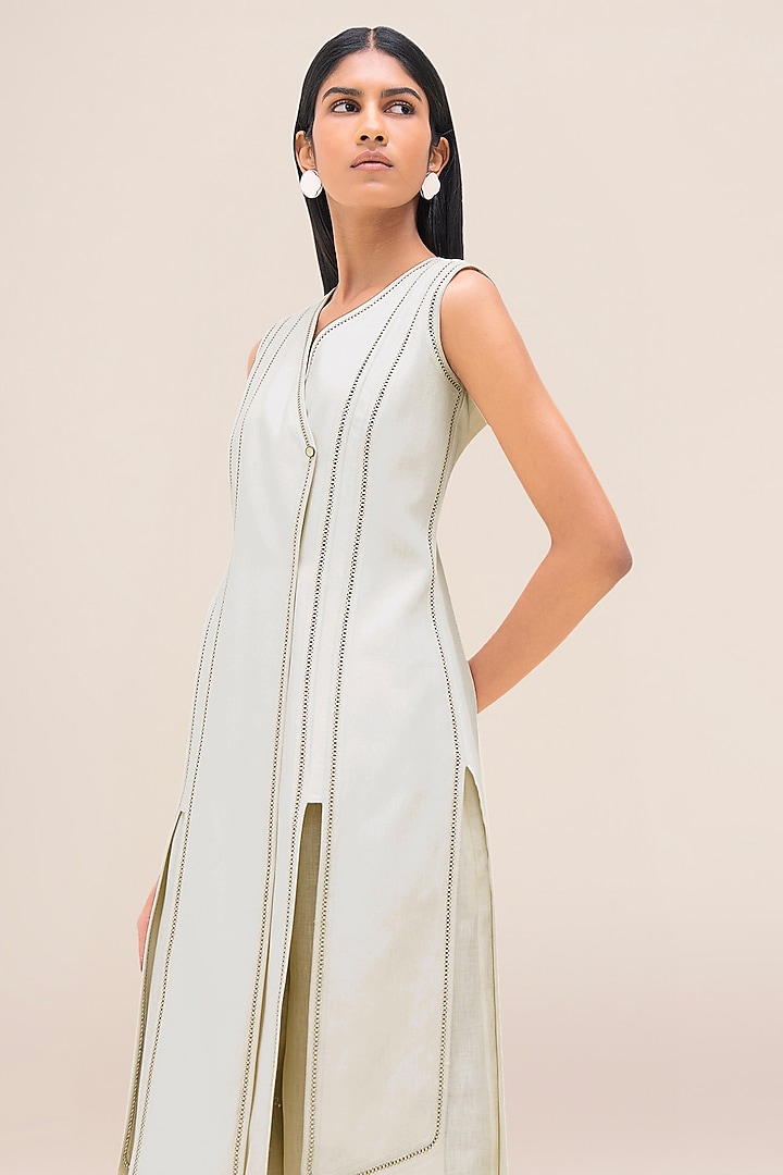 Ivory Cotton & Silk Tunic Set by AMPM at Pernia's Pop Up Shop