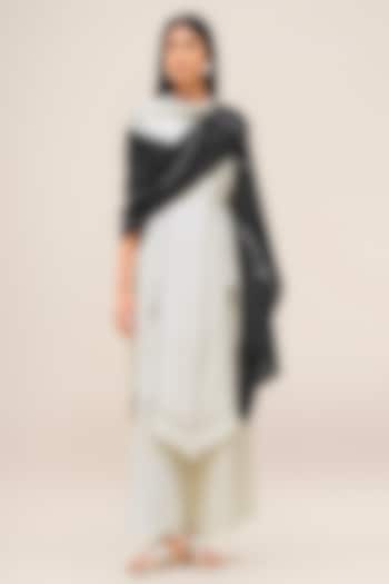 Black & Ivory Pure Silk Scarf by AMPM at Pernia's Pop Up Shop