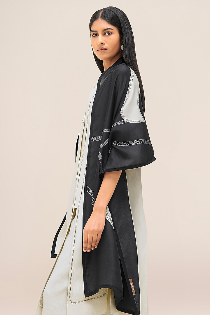 Black & Ivory Pure Silk Scarf by AMPM at Pernia's Pop Up Shop