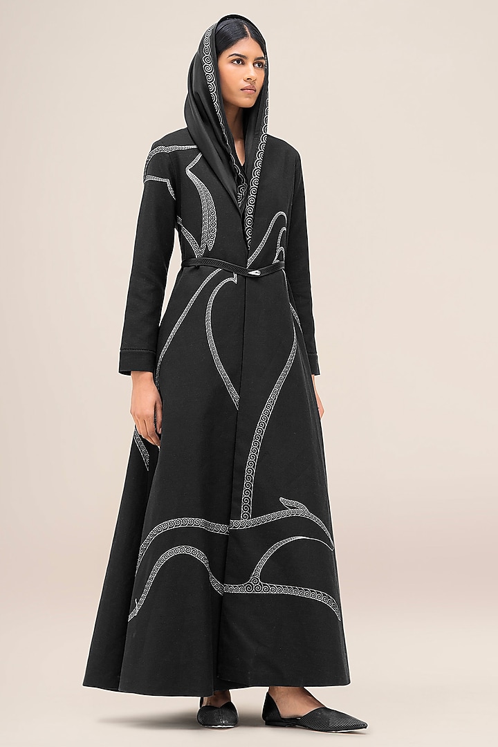 Black & Ivory Silk Scarf by AMPM at Pernia's Pop Up Shop