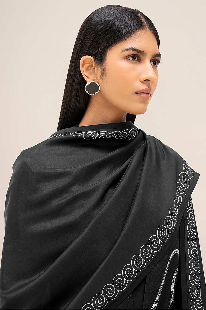 Black & Ivory Silk Scarf by AMPM at Pernia's Pop Up Shop