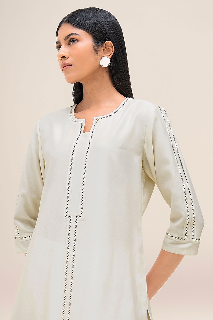 Ivory Cotton & SIlk Kurta Set by AMPM at Pernia's Pop Up Shop