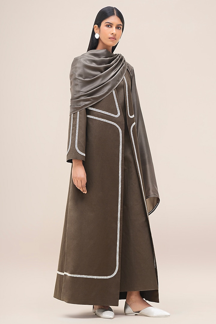 Taupe Silk Scarf by AMPM at Pernia's Pop Up Shop