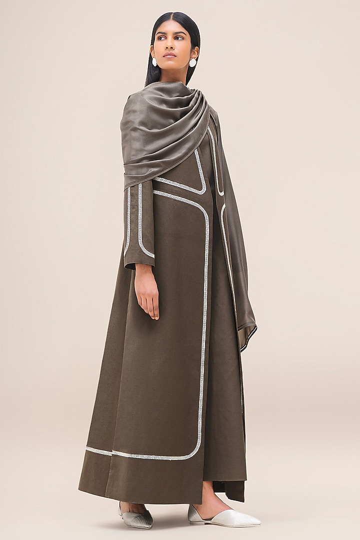 Taupe Silk Scarf by AMPM at Pernia's Pop Up Shop