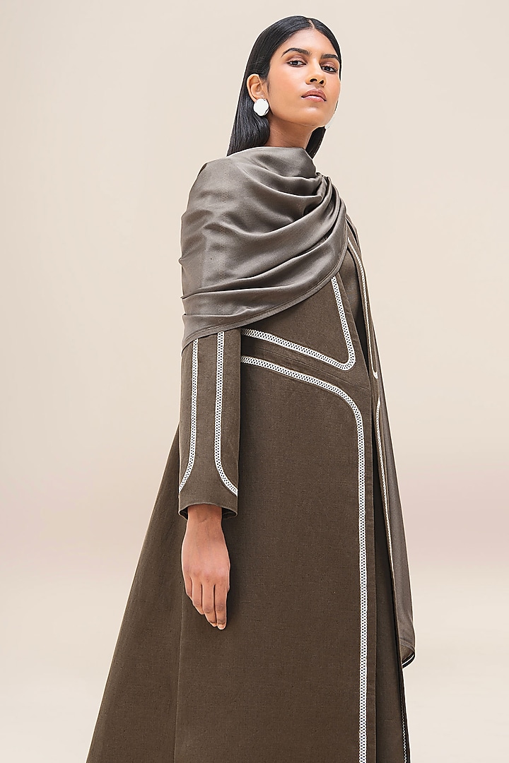 Taupe Silk Scarf by AMPM at Pernia's Pop Up Shop