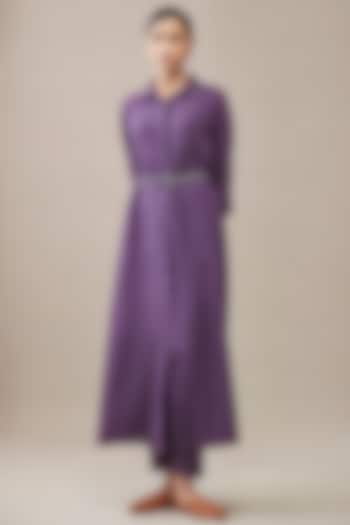 Purple Linen Long Tunic Set by AMPM