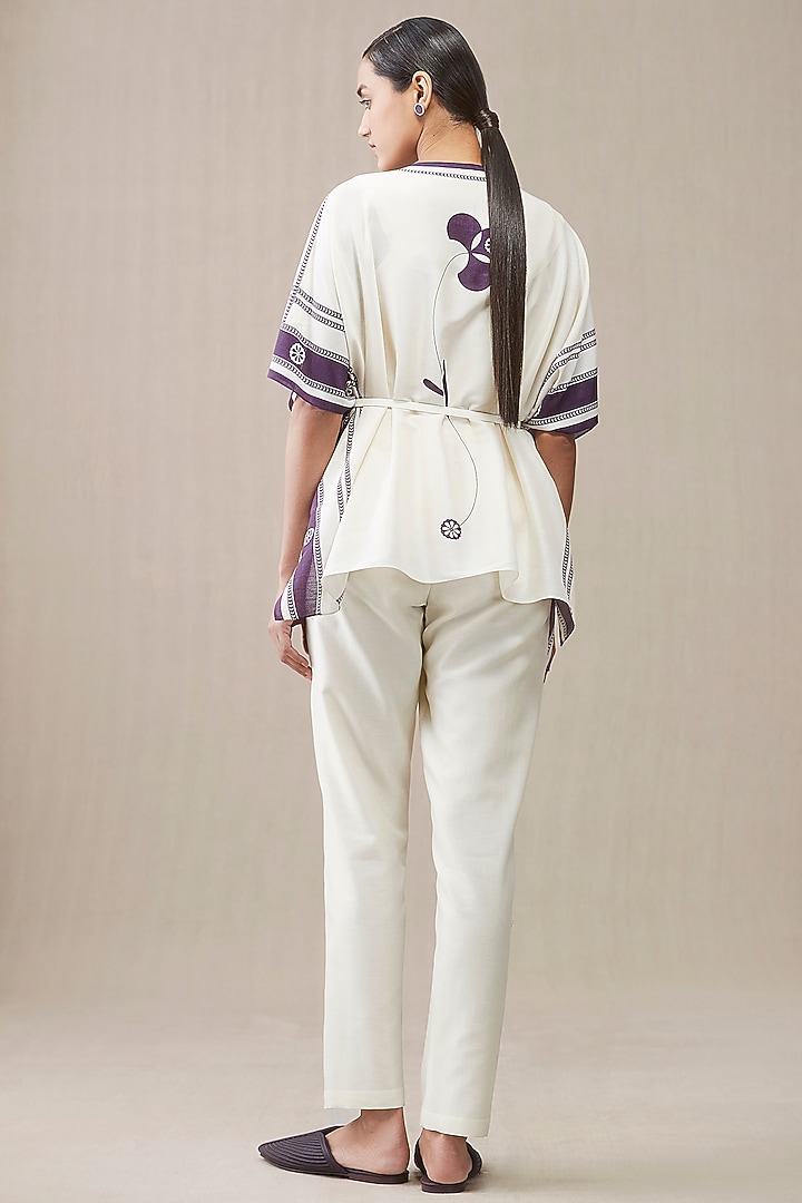 Ivory Chanderi Cape With Belt by AMPM at Pernia's Pop Up Shop
